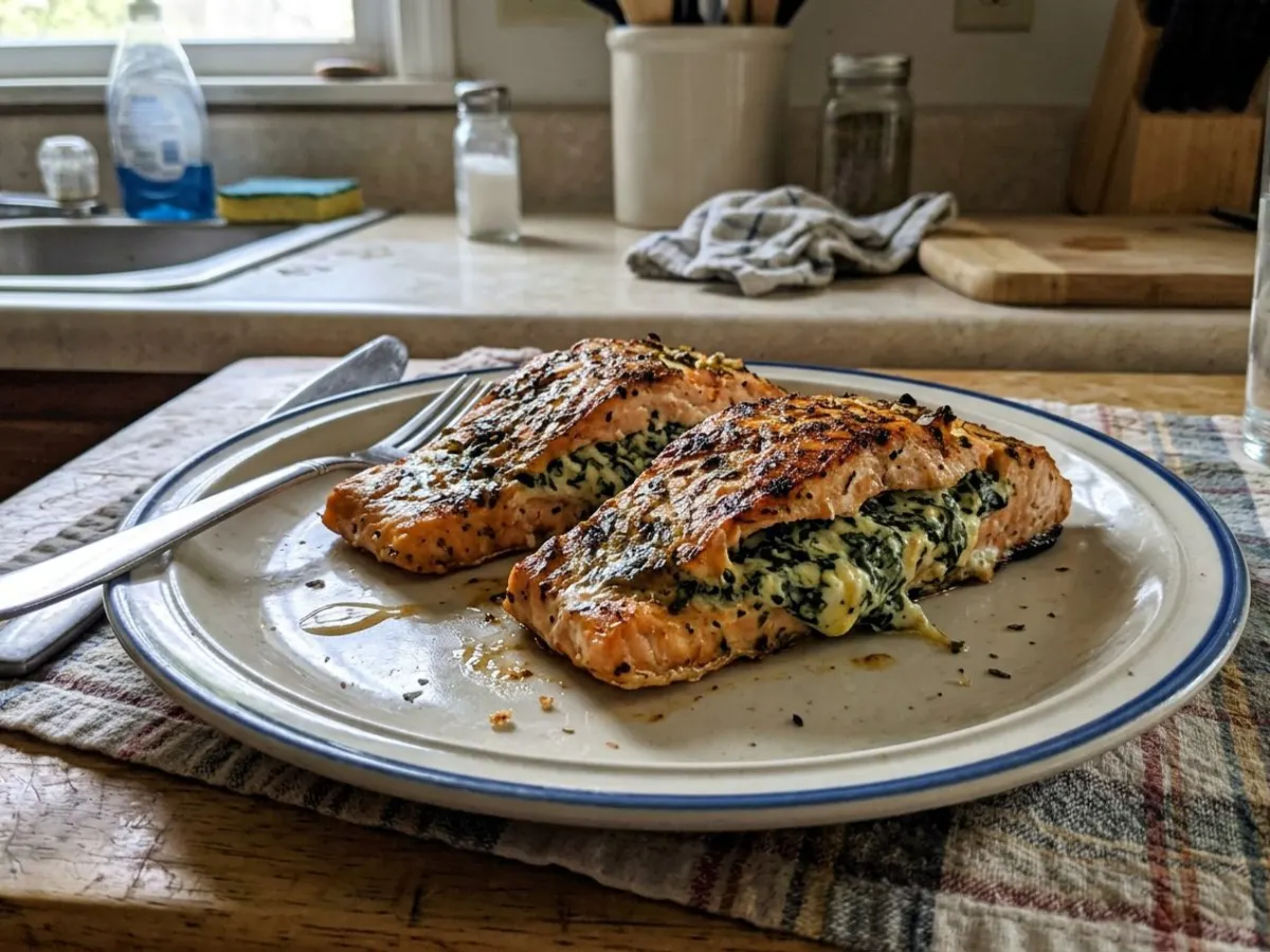 Air Fryer Spinach-Stuffed Salmon