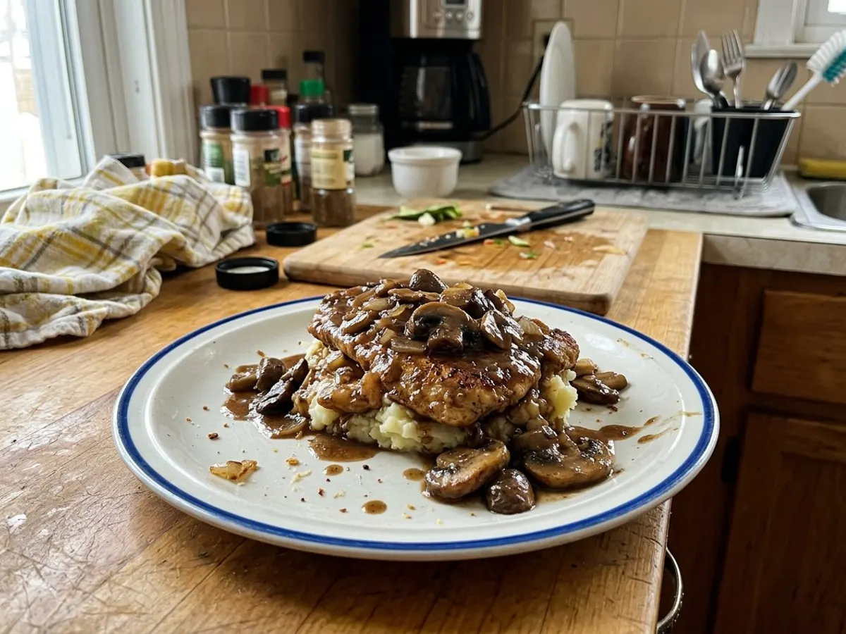 Chicken marsala with mushrooms in wine sauce