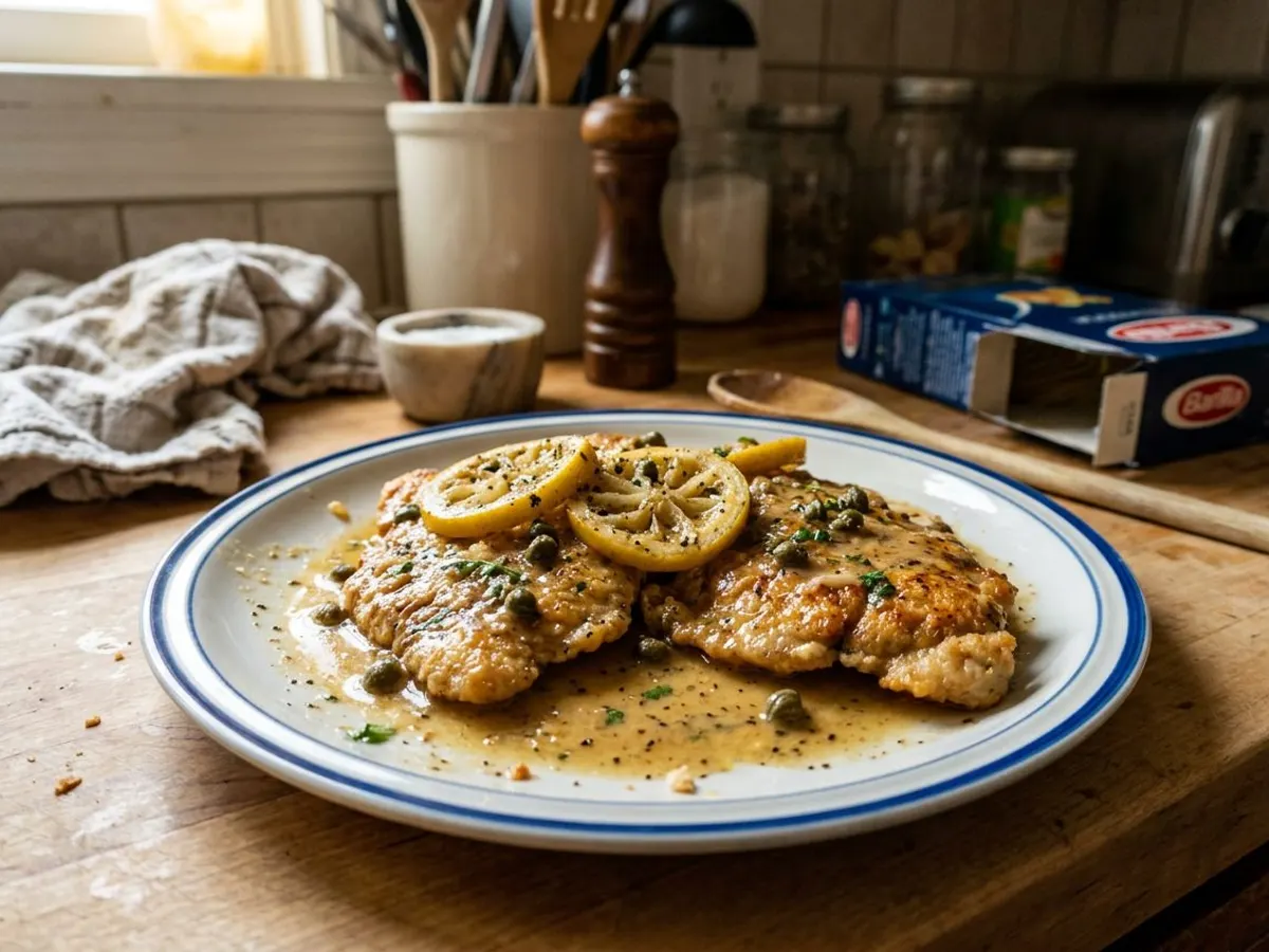 Chicken piccata cutlets in lemon caper butter sauce