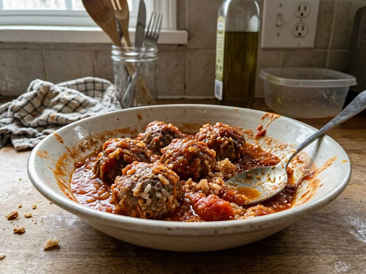 Porcupine meatballs with rice simmered in tomato sauce